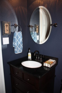 A picture of the cabinet-style sink, installed.