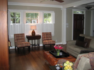 A picture of the family room after the remodel.